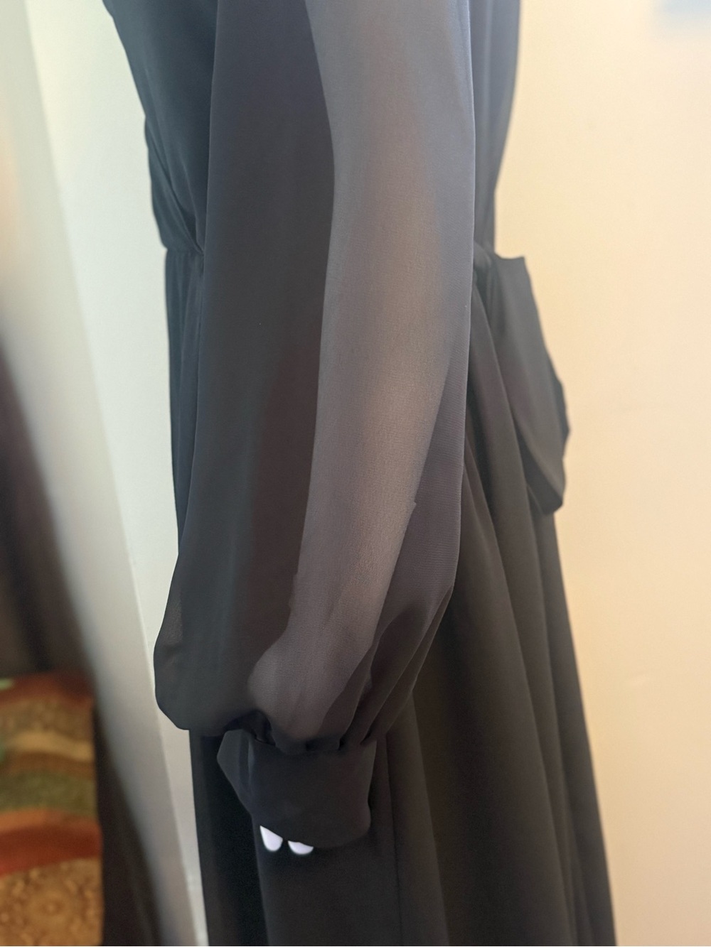 Baltic Born Black Long Sleeve V-Neck Chiffon Maxi Gown - Picture 7 of 14